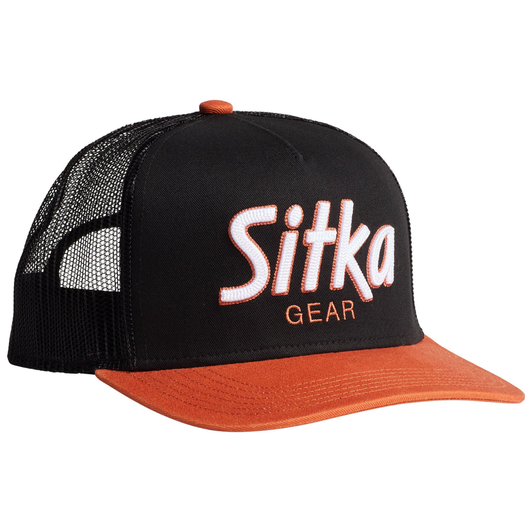 Sitka 90s Script Hi Pro Trucker Black Orange Image 01