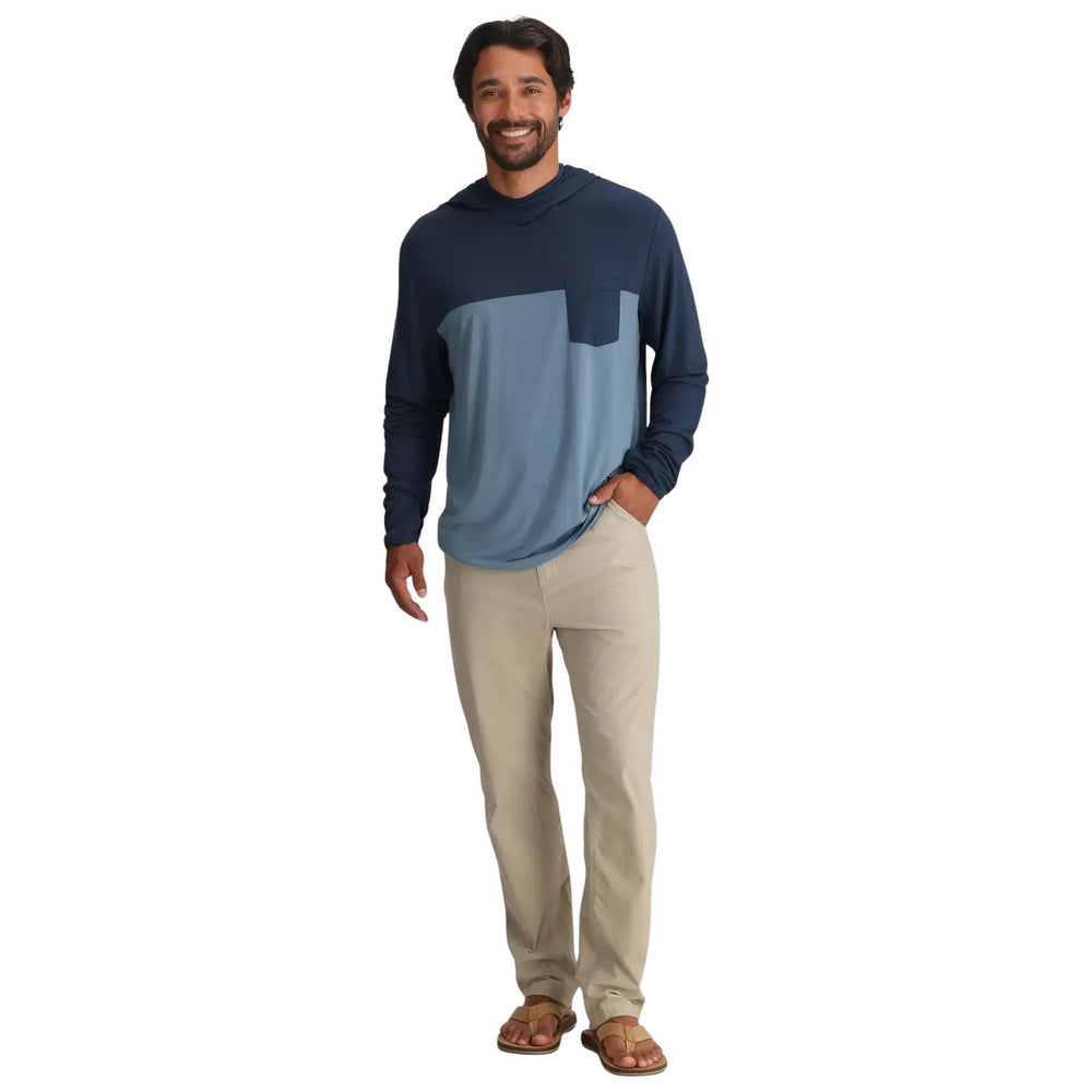 Free Fly Men's Bamboo Hybrid Hoodie Sale Storm Cloud / Desert Tan Image02