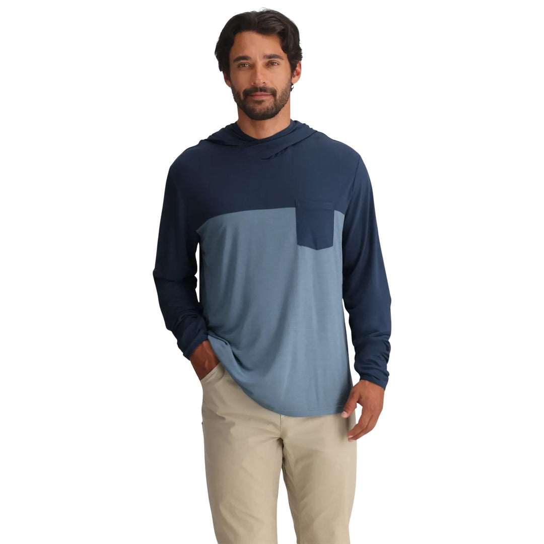 Free Fly Men's Bamboo Hybrid Hoodie Sale Storm Cloud / Desert Tan Image03