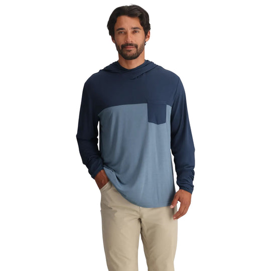 Free Fly Men's Bamboo Hybrid Hoodie Sale Storm Cloud / Desert Tan Image03