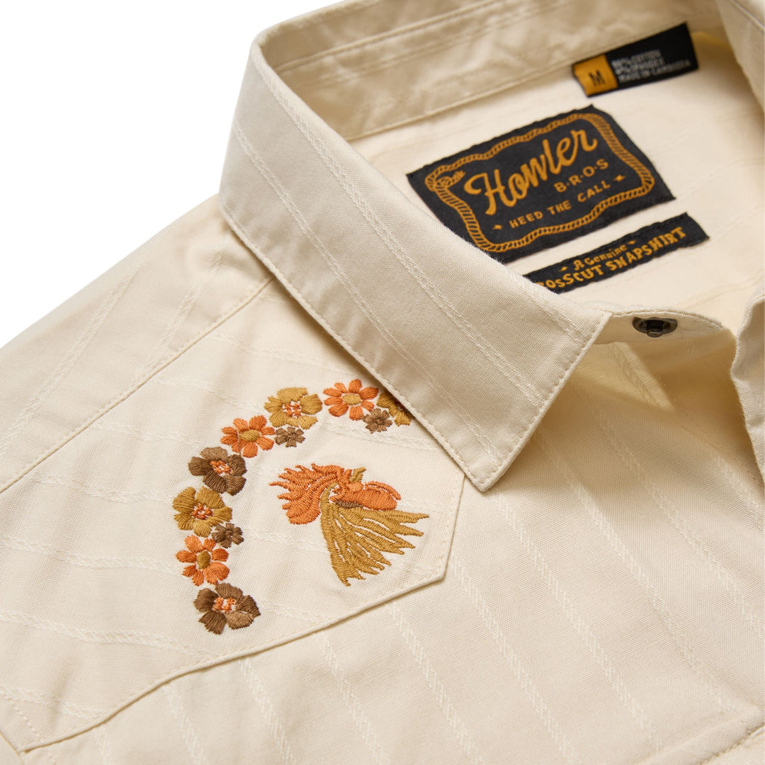 Howler Brothers Crosscut Deluxe Snapshirt Fowl Play : Off White Dobby Image 03