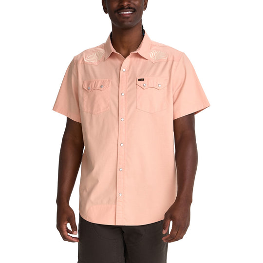 Howler Brothers Crosscut Deluxe Snapshirt Seagrass : Coral Oxford Image 04