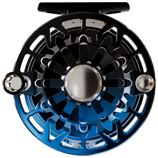 Abel SDF Fly Reel Black Blue Fade DeYoung Particularly Good to Me 5/6 Black Blue Fade Drag Knob Black Handle Image 02