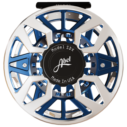 Abel SDX Fly Reel Platinum / Deep Blue 9/11 Black Drag Knob Black Handle 01