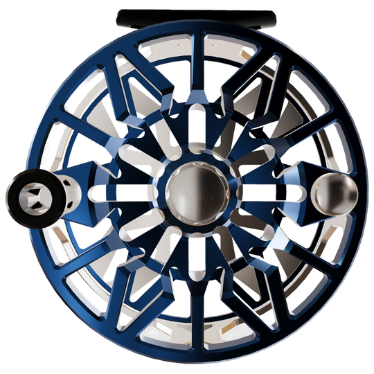 Abel SDX Fly Reel Platinum / Deep Blue 9/11 Black Drag Knob Black Handle 02