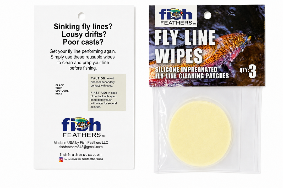Fish Feathers Tan Fly Line Wipes - Silicone Impregnated Cleaning Patches, 3 Pack