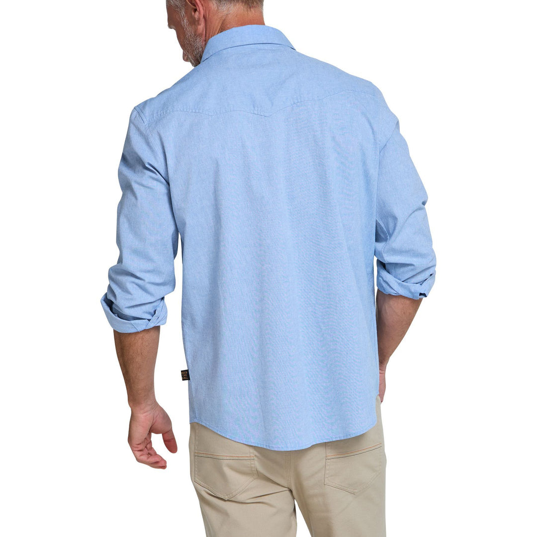Howler Brothers Crosscut Deluxe Longsleeve Fanned Flora : Faded Blue Oxford Image 03