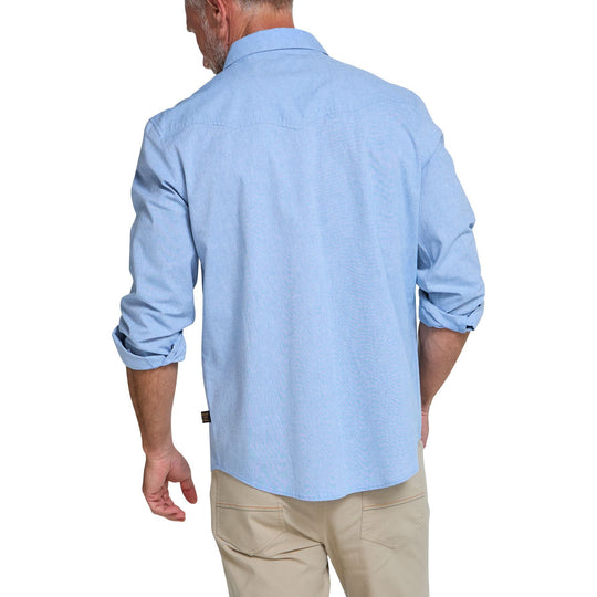Howler Brothers Crosscut Deluxe Longsleeve Fanned Flora : Faded Blue Oxford Image 03