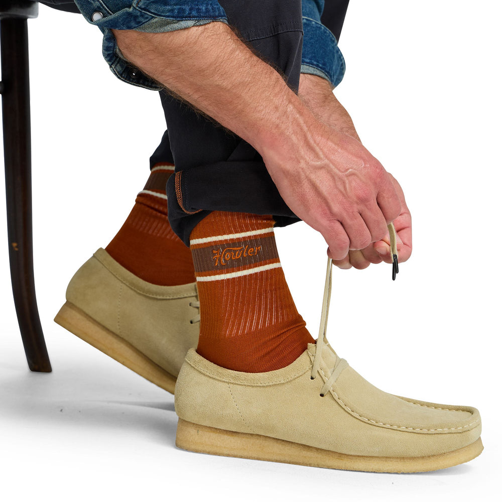 Howler Brothers Howler Script Socks Burnt Orange / Brown Image 02