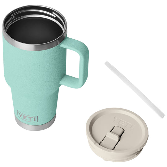 YETI Rambler 30 oz Travel Straw Mug Color Matched Straw Lid Sea Stone Image 06
